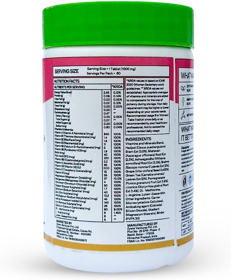 Suplemento Tabletas multivitamínicas diarias para mujer 60u