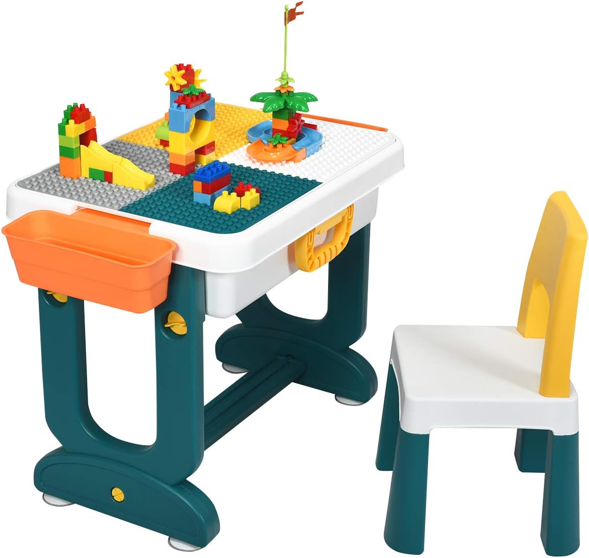 Juego de mesa y silla 5 en 1 para niños de bloques Costzon