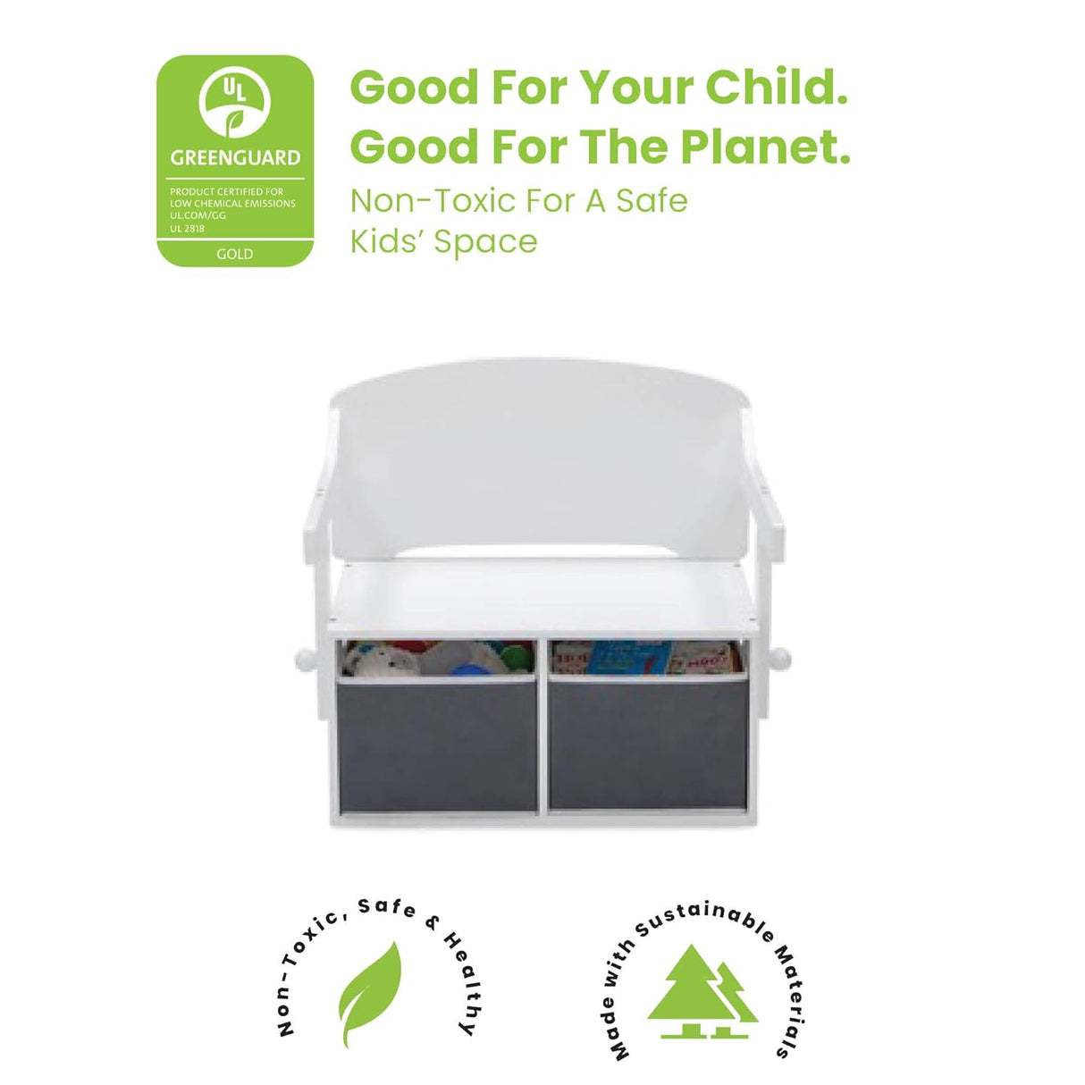 Banco de actividades convertible para niños color blanco