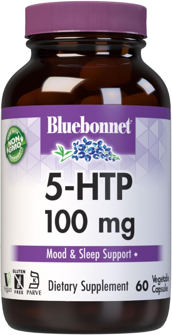 Suplemento 5-HTP Bluebonnet, 100mg, 60 Cápsulas Veganas