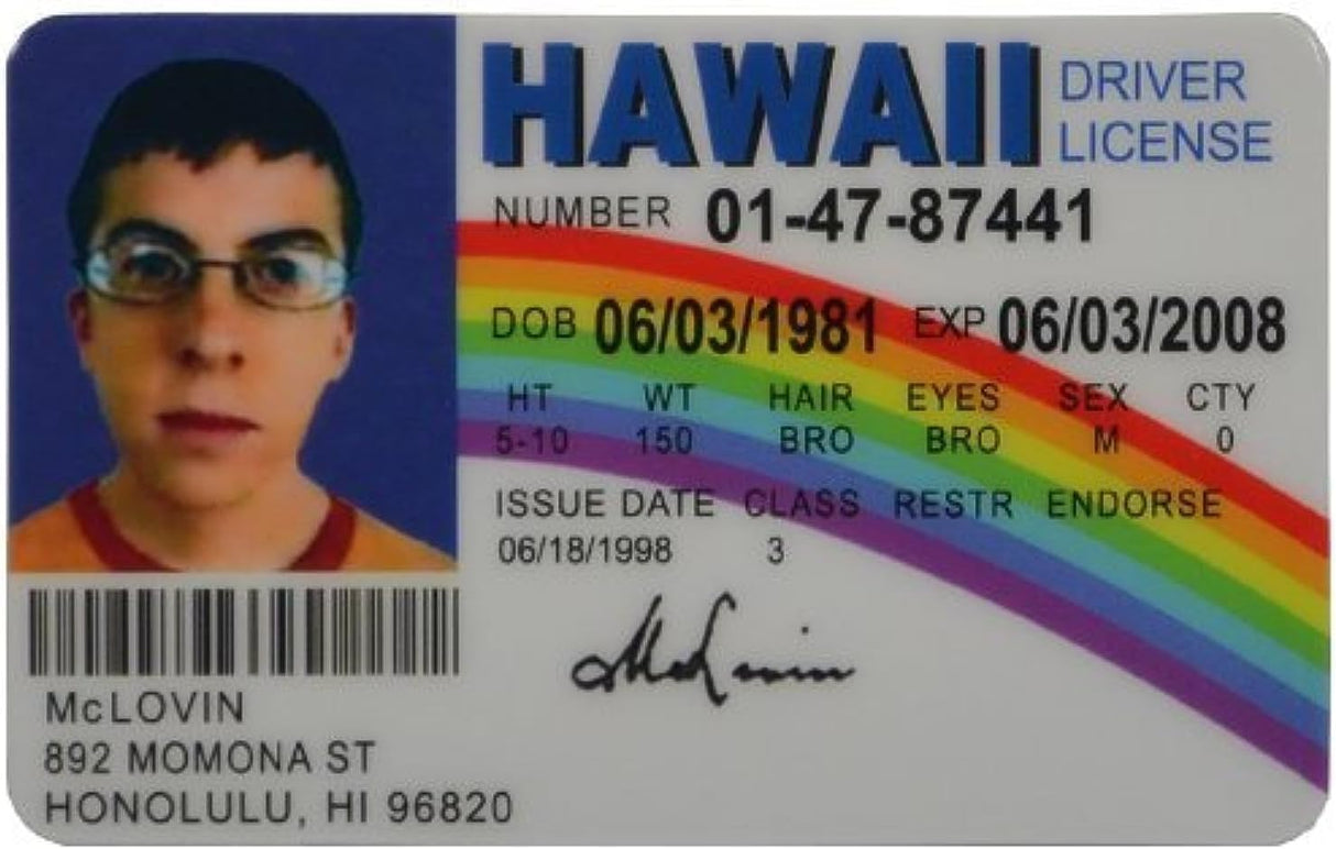Licencia Falsa Divertida McLovin para Accesorios de Auto