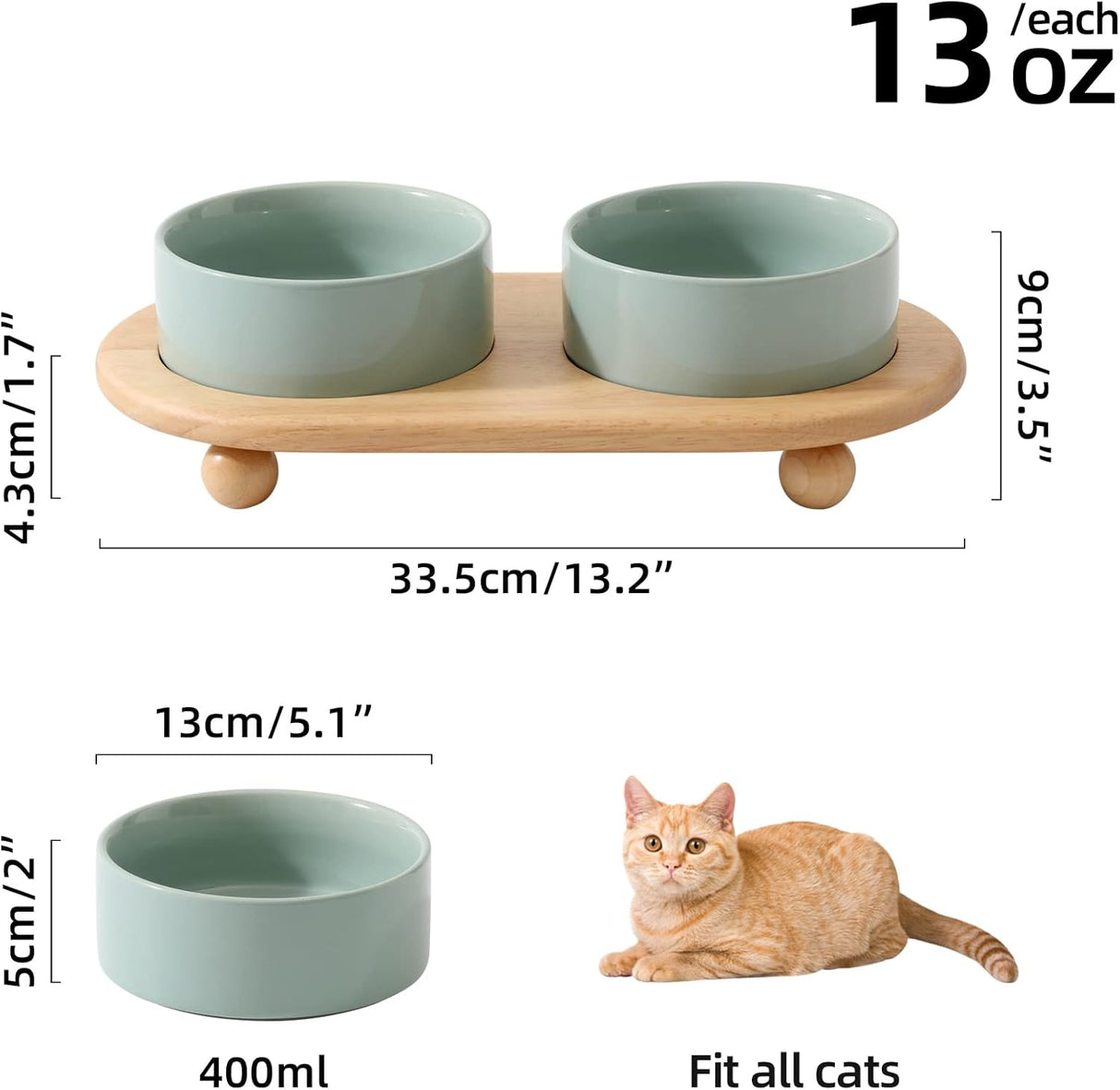 Havniva Cuenco elevado de cerámica plato elevado para gatos