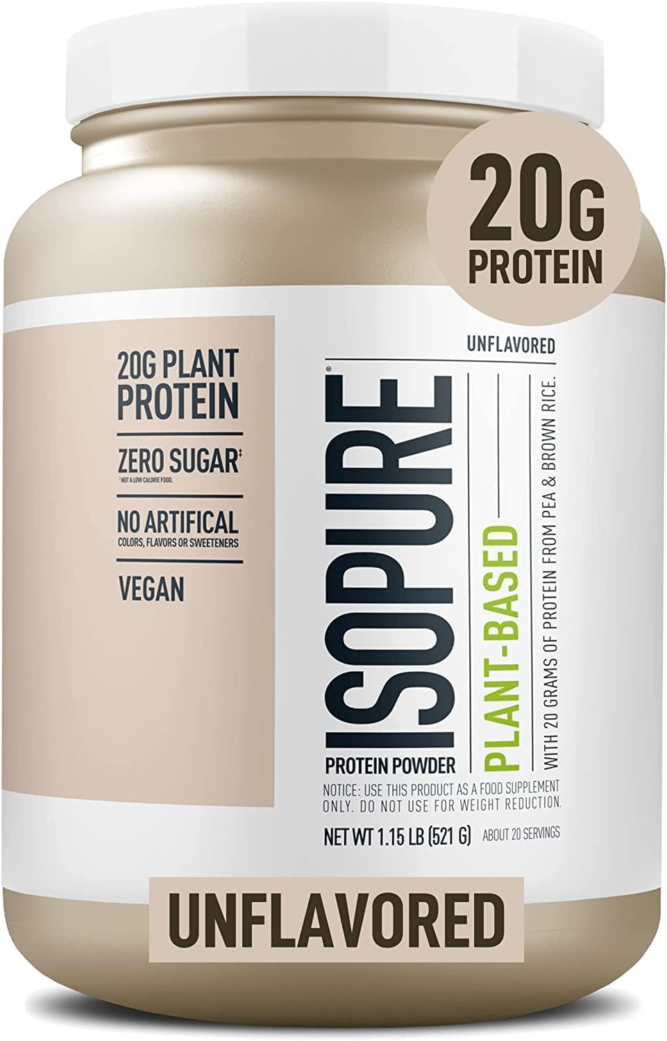 Isopure Proteína Vegetal Sin Lactosa y Gluten 20g