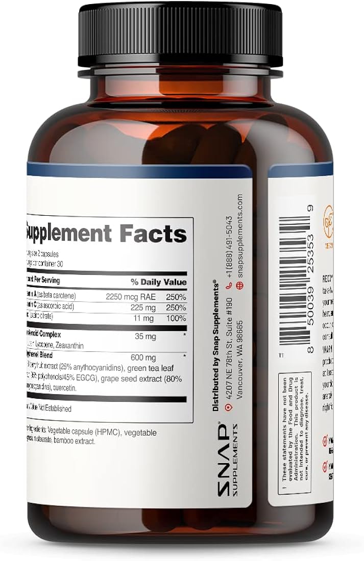 Suplementos de salud ocular Snap para adultos de luteína 60u