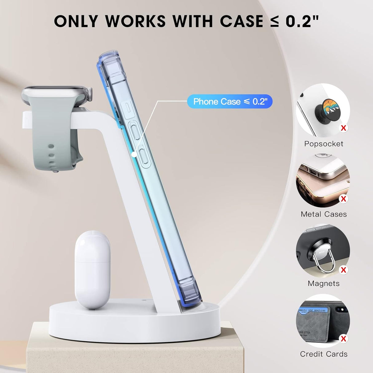 Cargador o Estación de carga 3 en 1 para celulares blanco