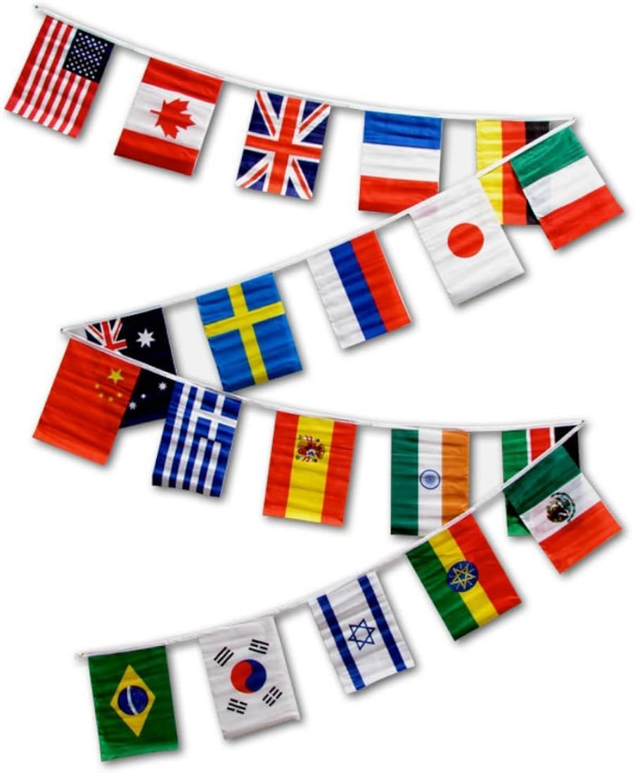 Juego de 20 banderas internacionales de campo de 32.2 ft