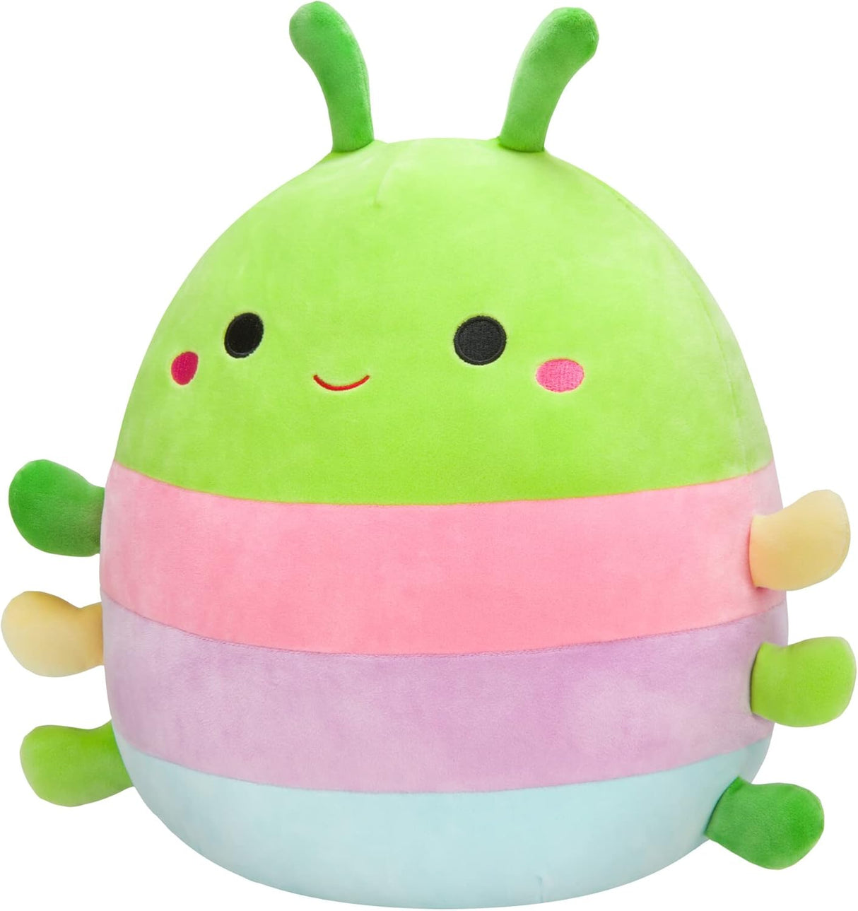 Peluche de Oruga verde de 14 pulgadas con rayas multicolor
