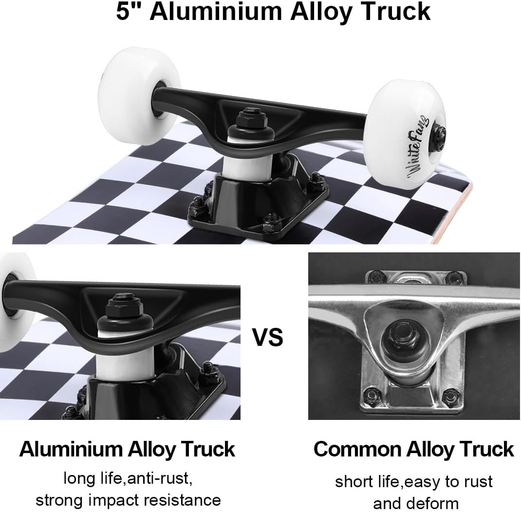 Patineta completa 31 x 7.88, 7 capas, doble kick, para principiantes