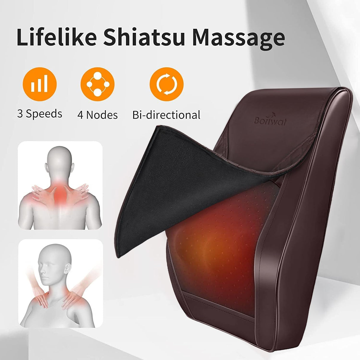 Masajeador de espalda y cuello, Shiatsu, con calor, modelo X1