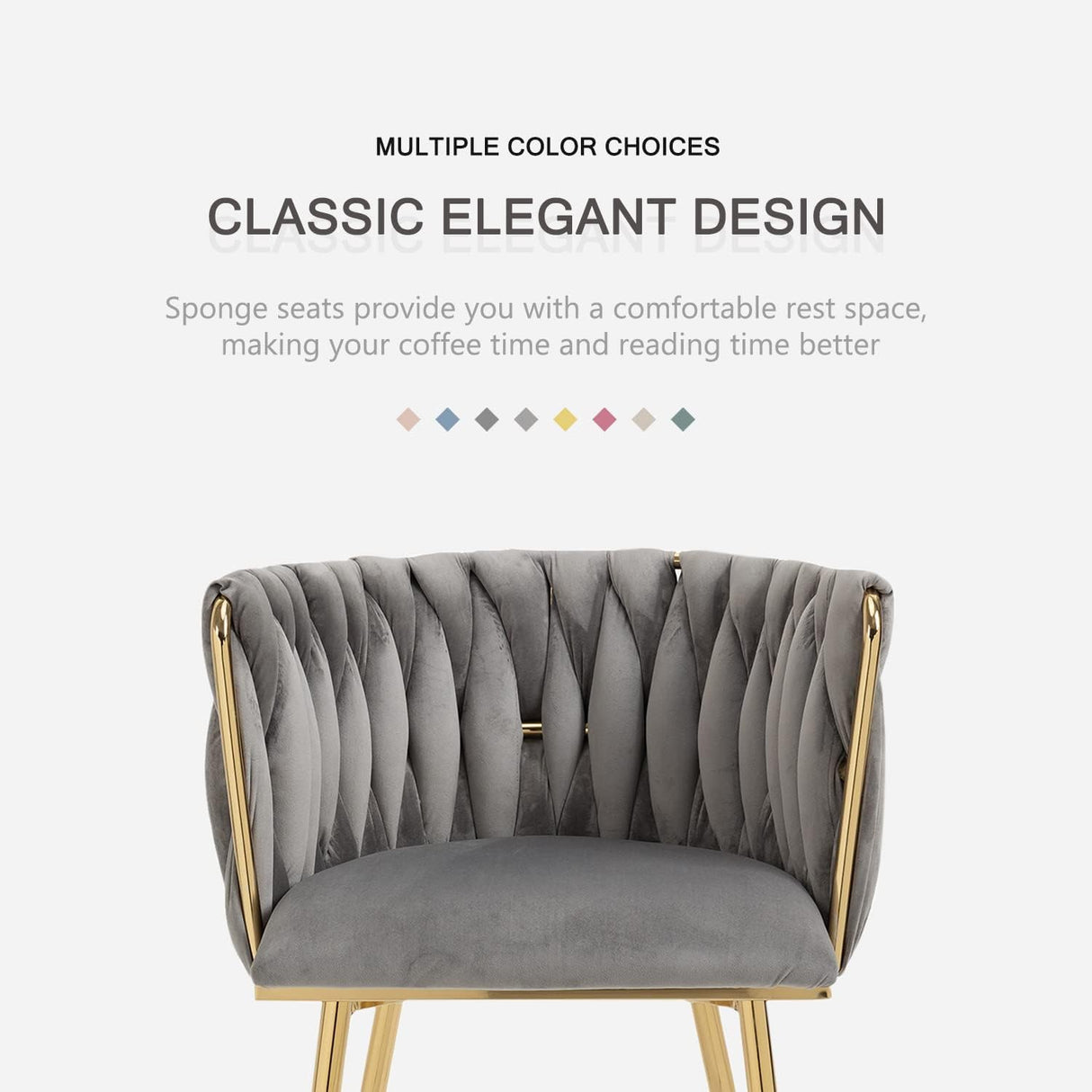 Nrizc Juego de 2 sillas de comedor tejidas modernas gris