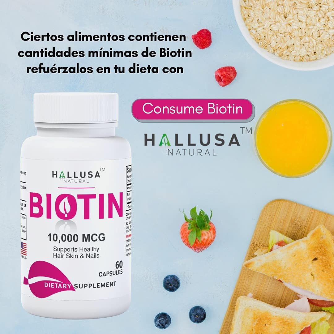 Suplemento de Biotina 10,000 MCG - 60 Cápsulas para Cabello