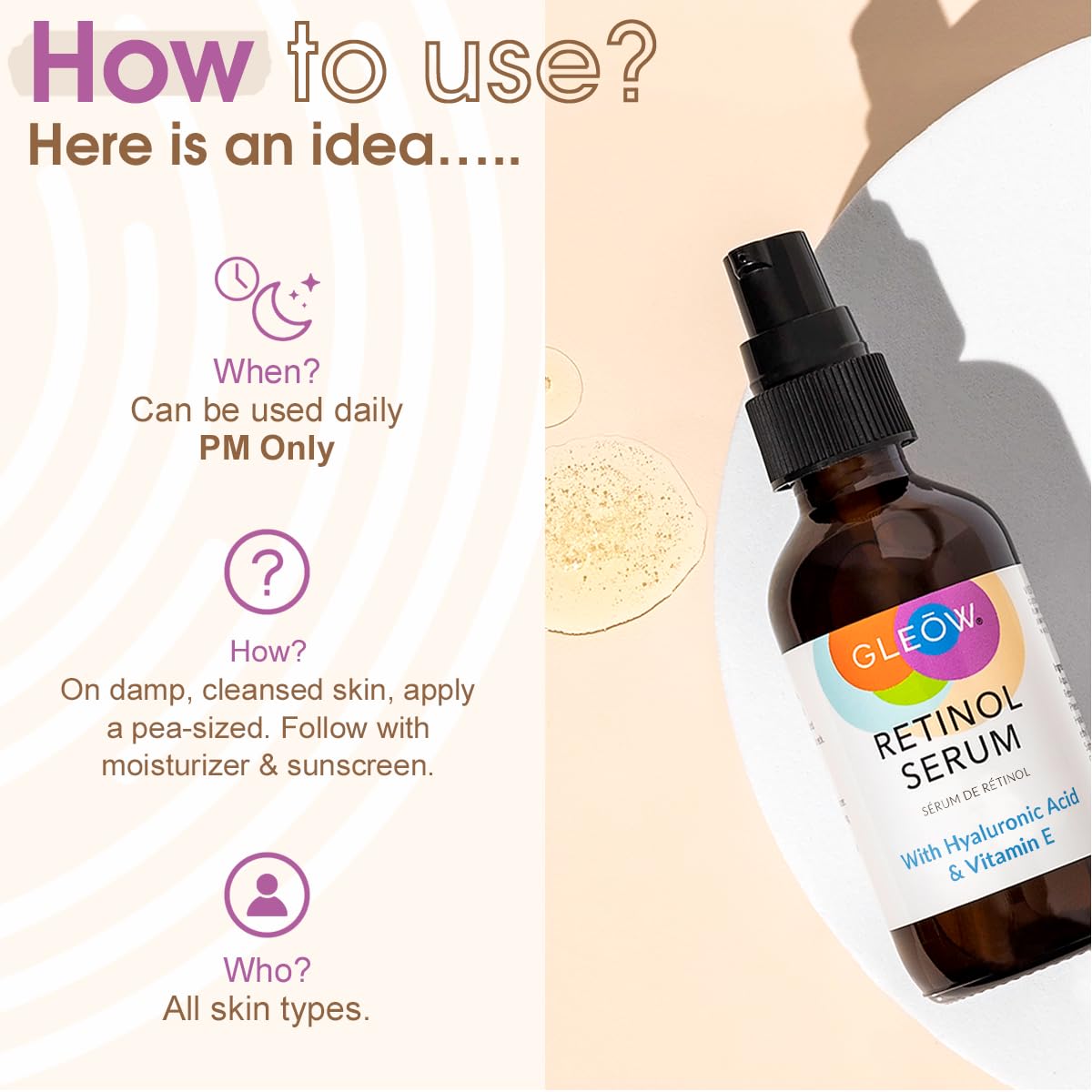 Suero Facial de Retinol y Ácido Hialurónico Hidratante Nocturno