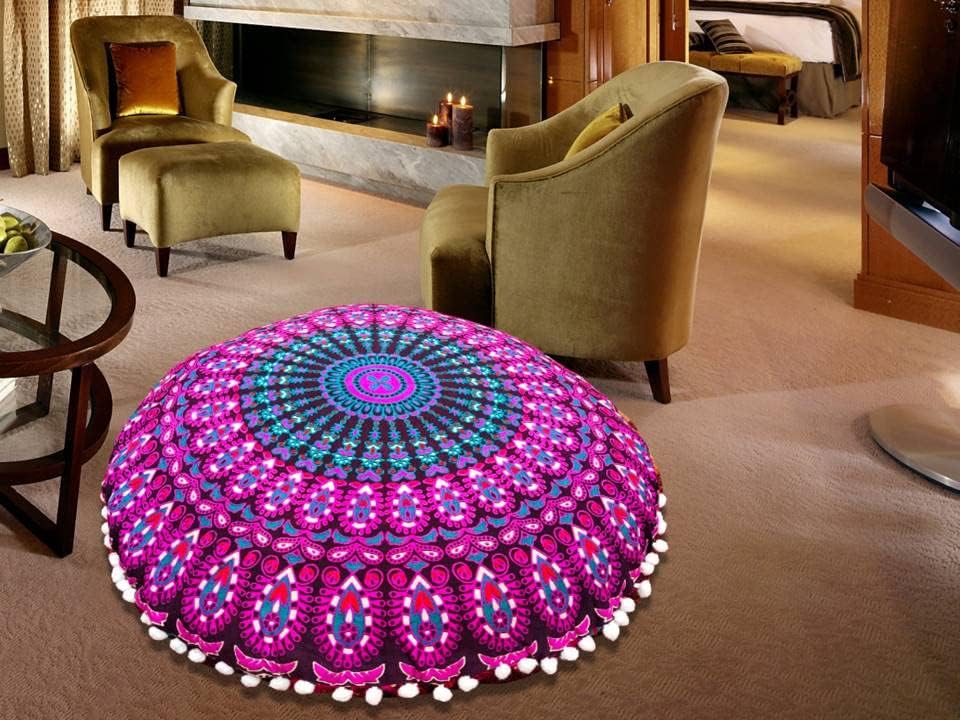 My Dream Carts Funda redonda de 22 pulgadas para cojín de suelo, silla otomana para niños y adultos, sala de estar, dormitorio, asiento verdaderamente único en su tipo, reposapiés (funda de almohada de 22 pulgadas, sin relleno)