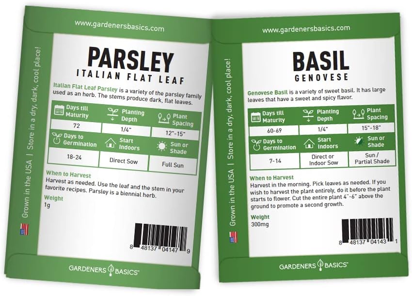 Semillas de Hierbas Italianas Gardeners Basics, 5 Variedades