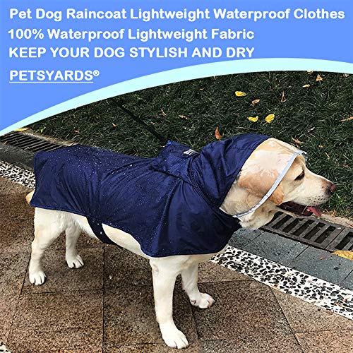 Chubasquero plegable con capucha para perros, tiras reflectantes, poncho ligero ajustable para perros pequeños, medianos y grandes, azul, XS