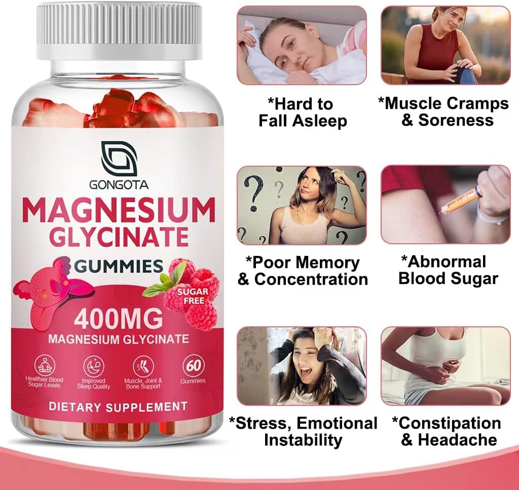 Gominolas de Magnesio Glycinato 400 mg, Vit D+B6, 120u