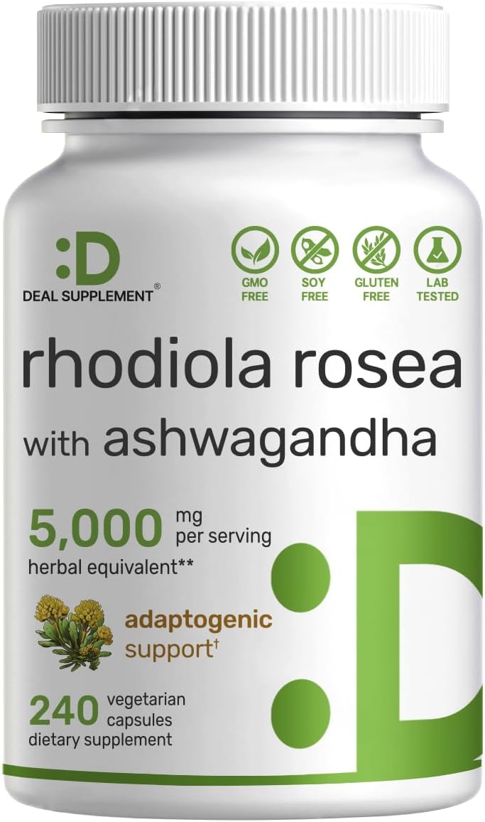 Suplemento de Rhodiola Rosea, 5000mg, 240 cápsulas, Max Strength