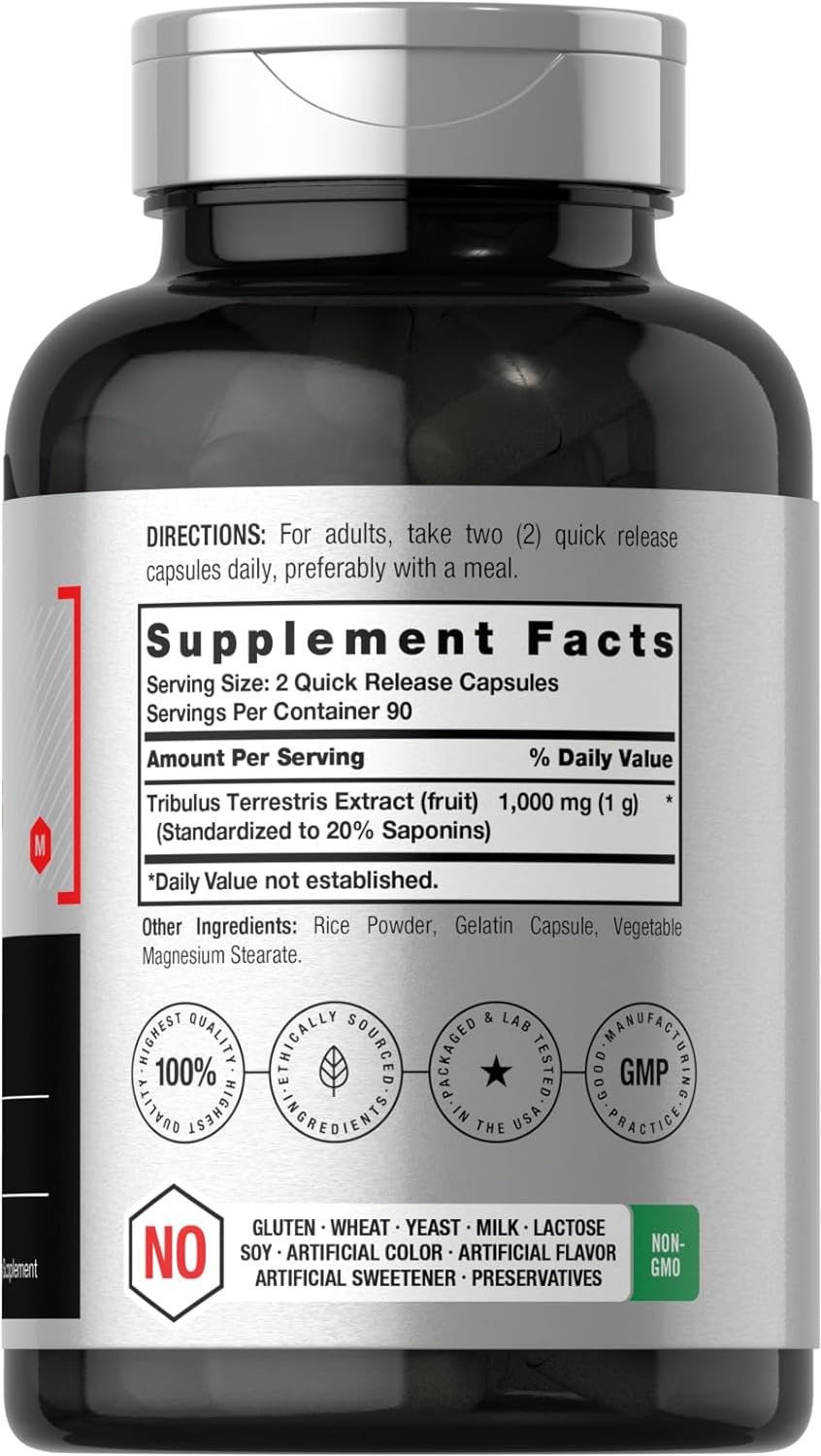Suplemento Tribulus Terrestris 1000 mg 180 cápsulas