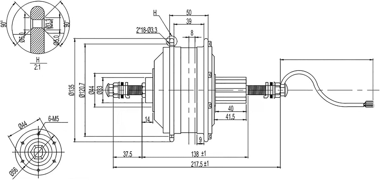 Motor de buje trasero GDAE10 36V 250W para bicicleta eléctrica
