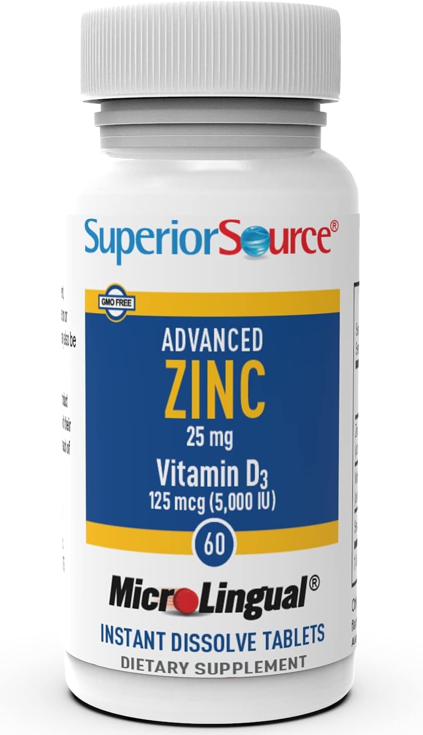 Suero Superior Zinc Avanzado 25 mg + D3 5000 IU, 60 Tabletas