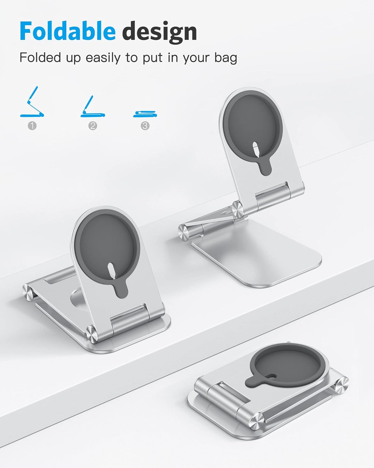 OMOTON Soporte plegable compatible iPhone 14 color plateado