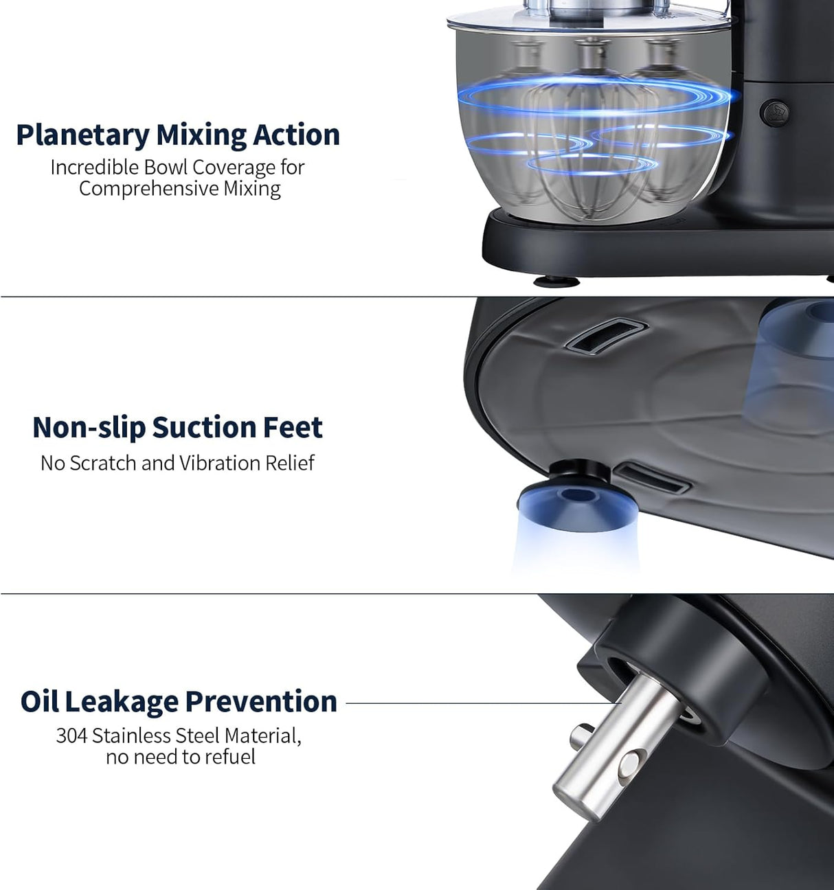 Batidora de Pie 6 QT 600W, Mezcladora 6+P, Acero Inoxidable