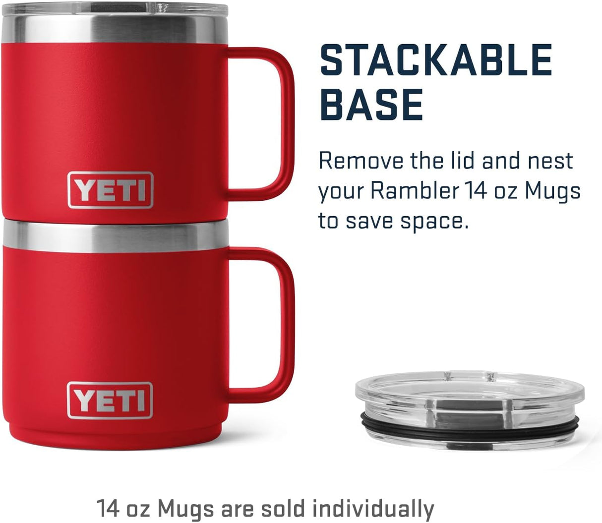 Taza apilable YETI 14 oz, acero inoxidable, aislada al vacío