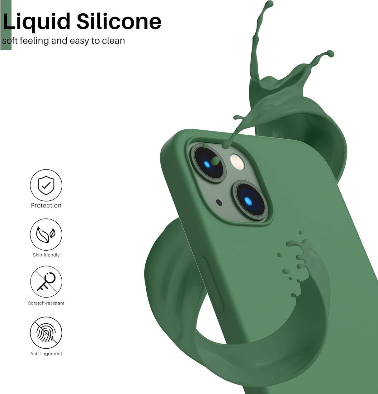 ORNARTO - Funda compatible con iPhone 3 y iPhone 13 Pro, goma de gel suave de 3 capas de silicona líquida delgada, 15,5 cm, trébol