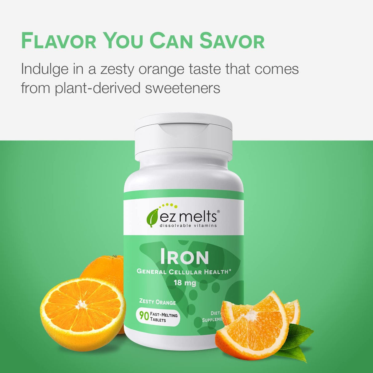 Suplemento EZ Melts Iron vitaminas para disolver masticable