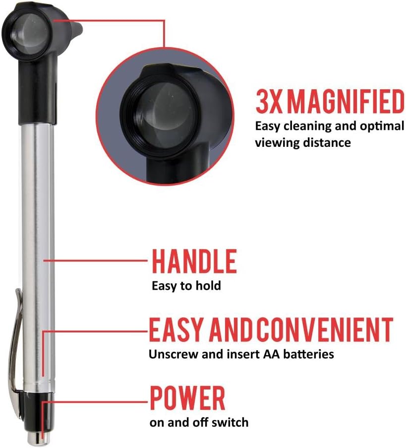 Otoscopio SereneLife, aumento 3X, LED, puntas reutilizables