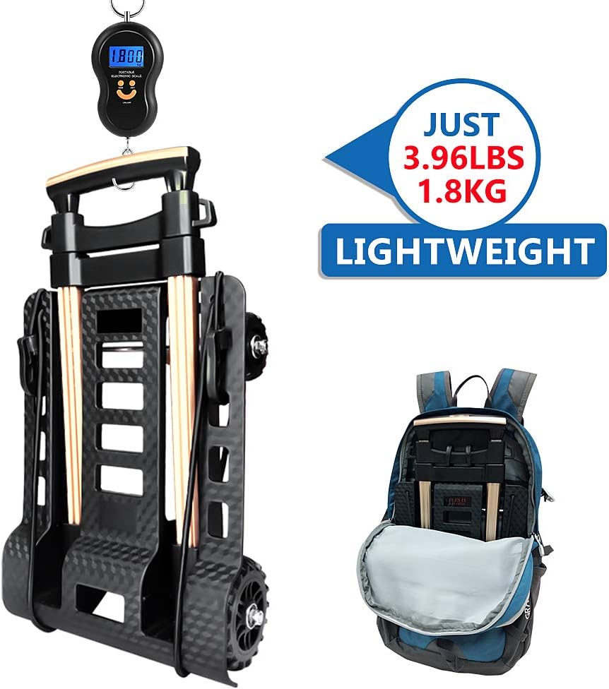 Carretilla Plegable Portátil 70Kg 4 Ruedas Mango Ajustable