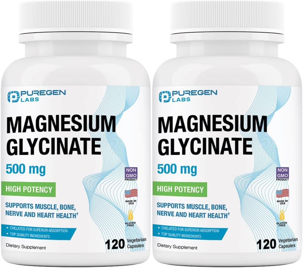 Magnesio Glicinato 500mg Veggie Caps, Alta Absorción, 240 cápsulas