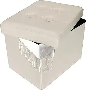 Ottomán de almacenamiento, taburete plegable con asiento acolchado