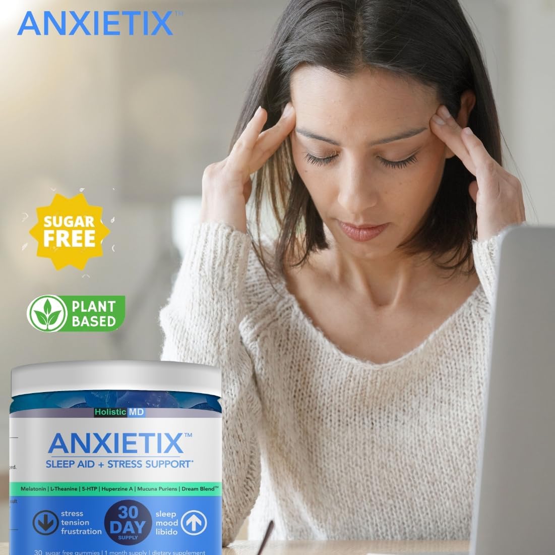 Calm Sleep Stress Gummies Melatonin L-Theanine 5-HTP Supplements