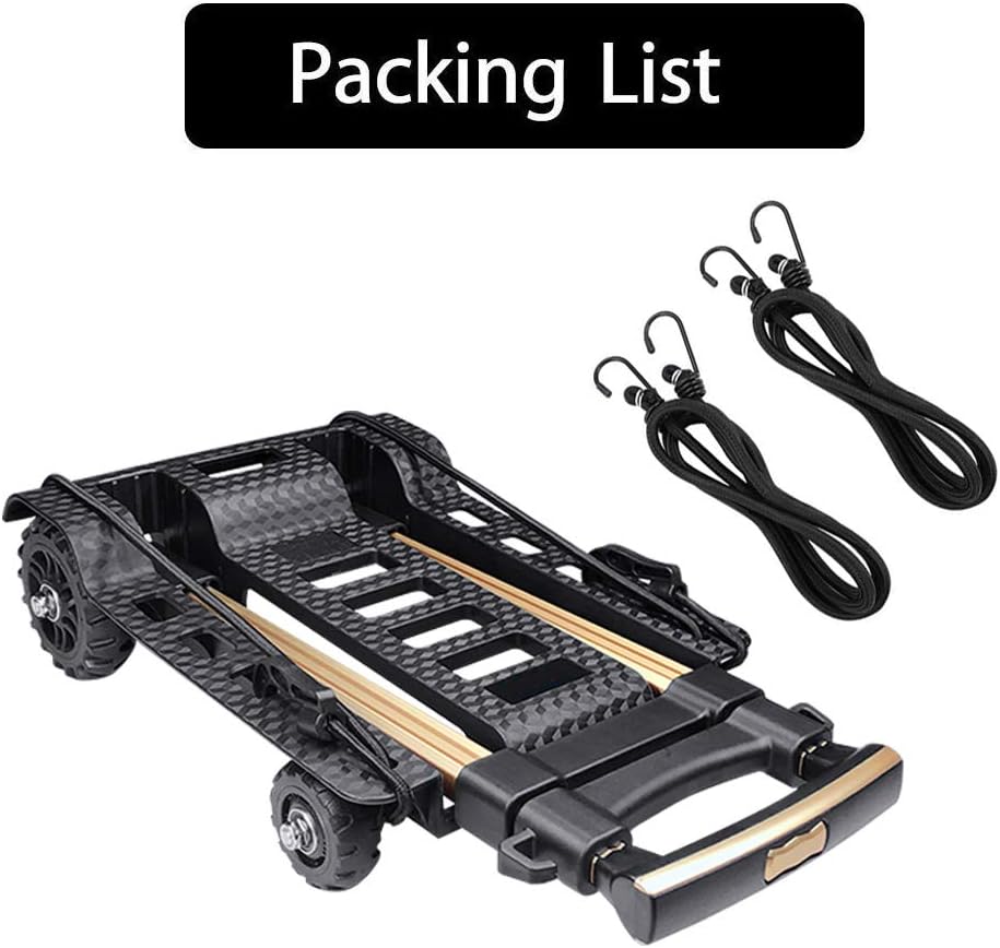 Carretilla Plegable Portátil 70Kg 4 Ruedas Mango Ajustable