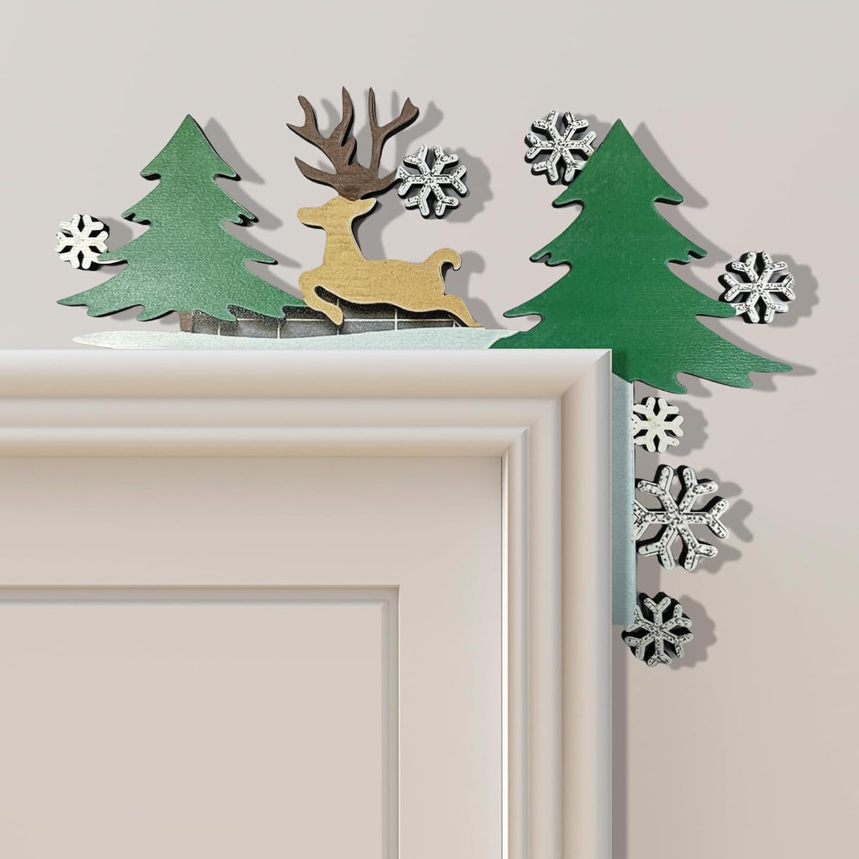 Adorno Navideño Puerta - Reindee - Muñeco de Nieve y Santa Claus