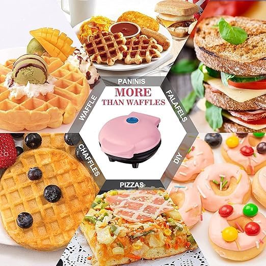 Mini Waffle Maker 4 - Compact, Antiadherente, Fácil de Limpiar