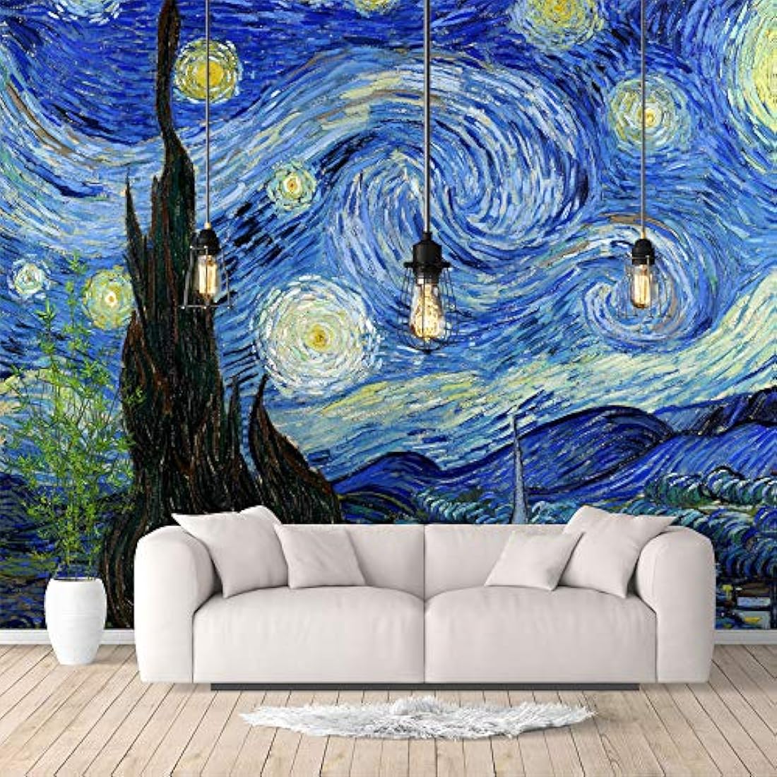 Murales de pared para dormitorio de noche estrellada