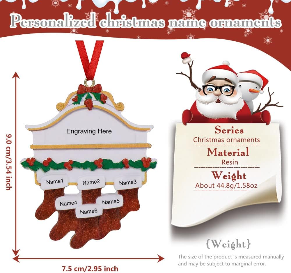 Adornos Navideños Personalizados 2024 - 6 Nombres - Decoración