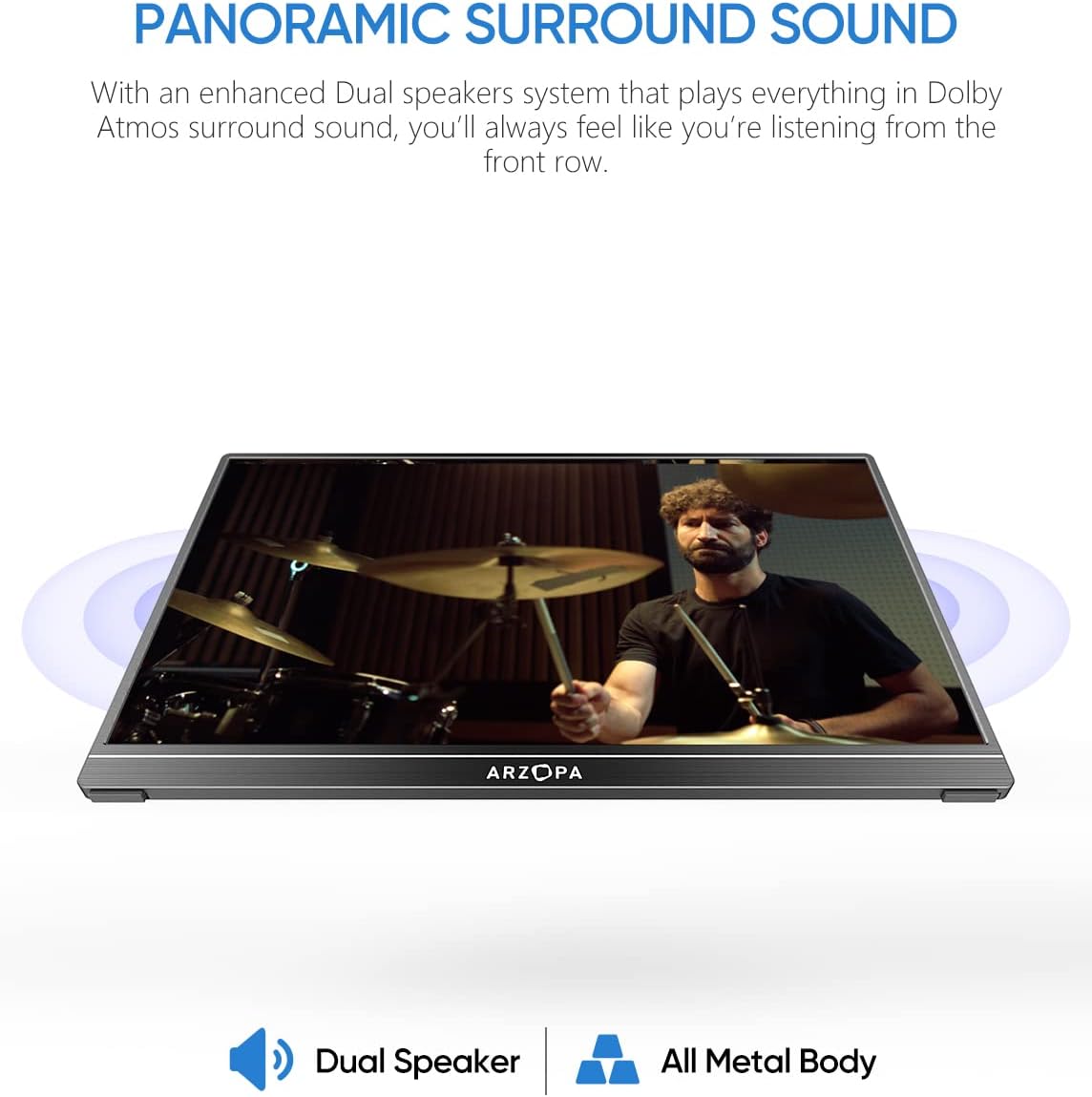 Monitor portátil ARZOPA 15.6'' FHD USB C HDMI HDR S1