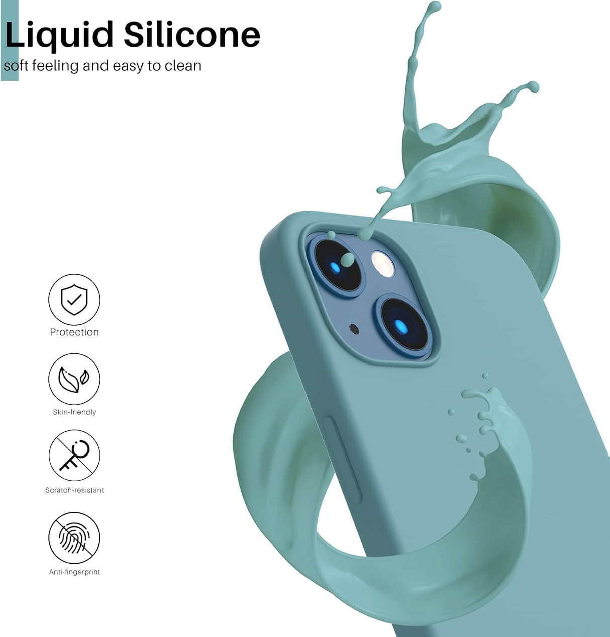 ORNARTO - Funda compatible con iPhone 3 y iPhone 13 Pro, goma de gel suave de 3 capas de silicona líquida delgada, 15,5 cm, cactus