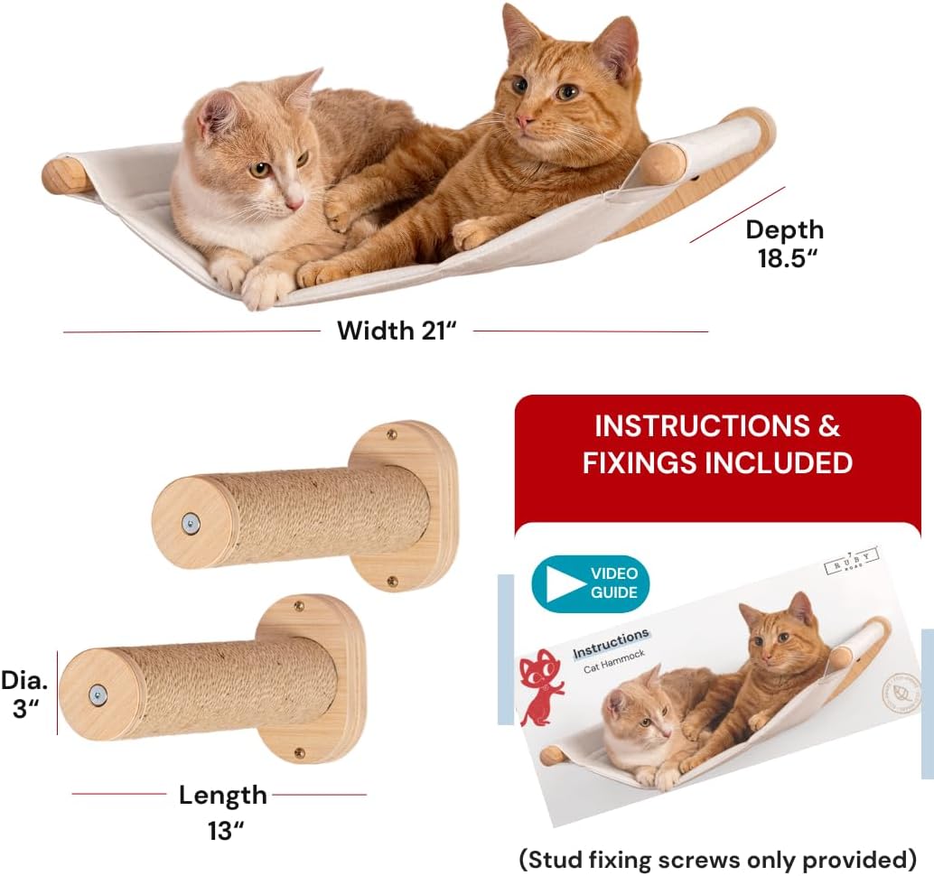 Hamaca de gato montada en pared 7 Ruby Road, con dos escalones