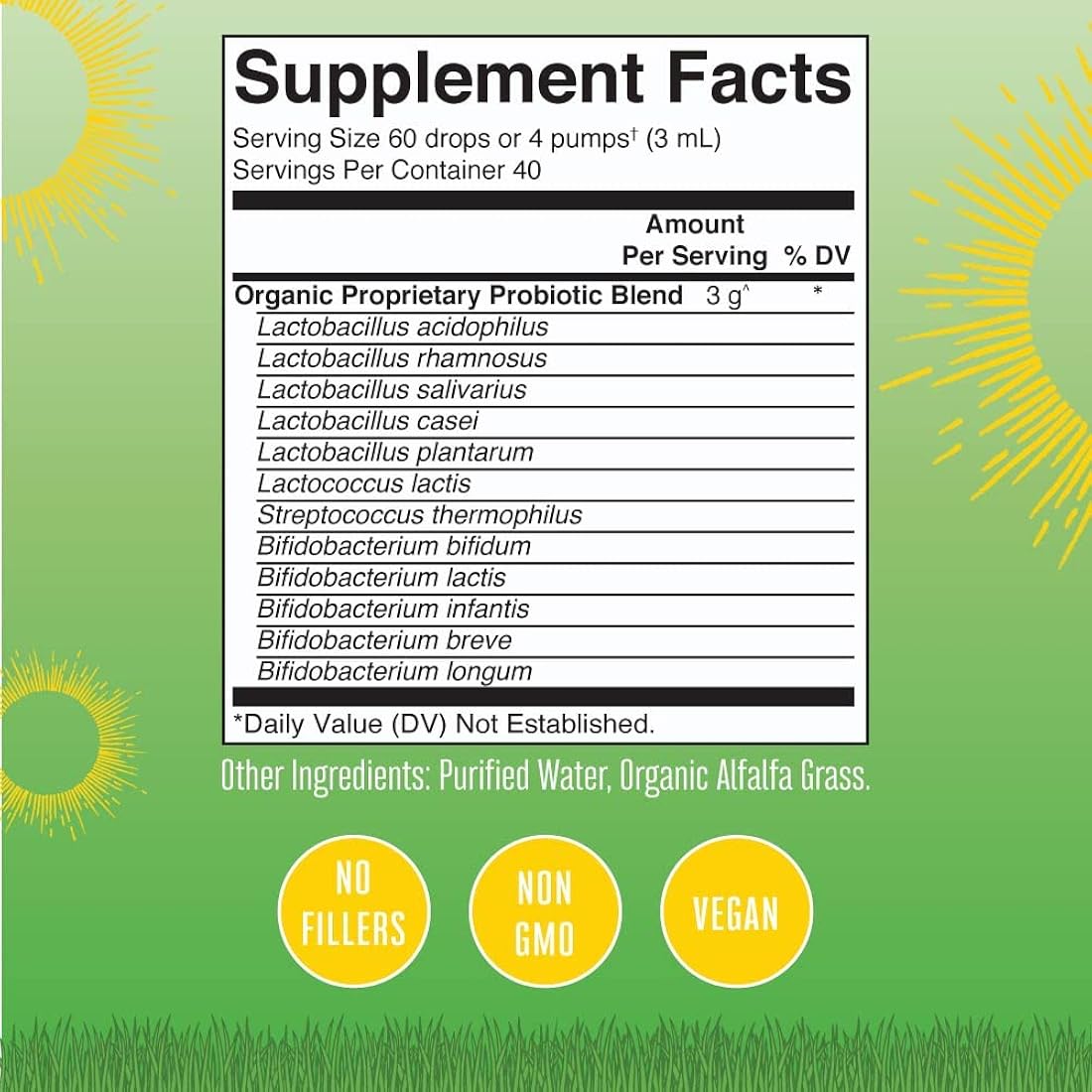 Probiótico líquido orgánico (a base de plantas) 12 cepas