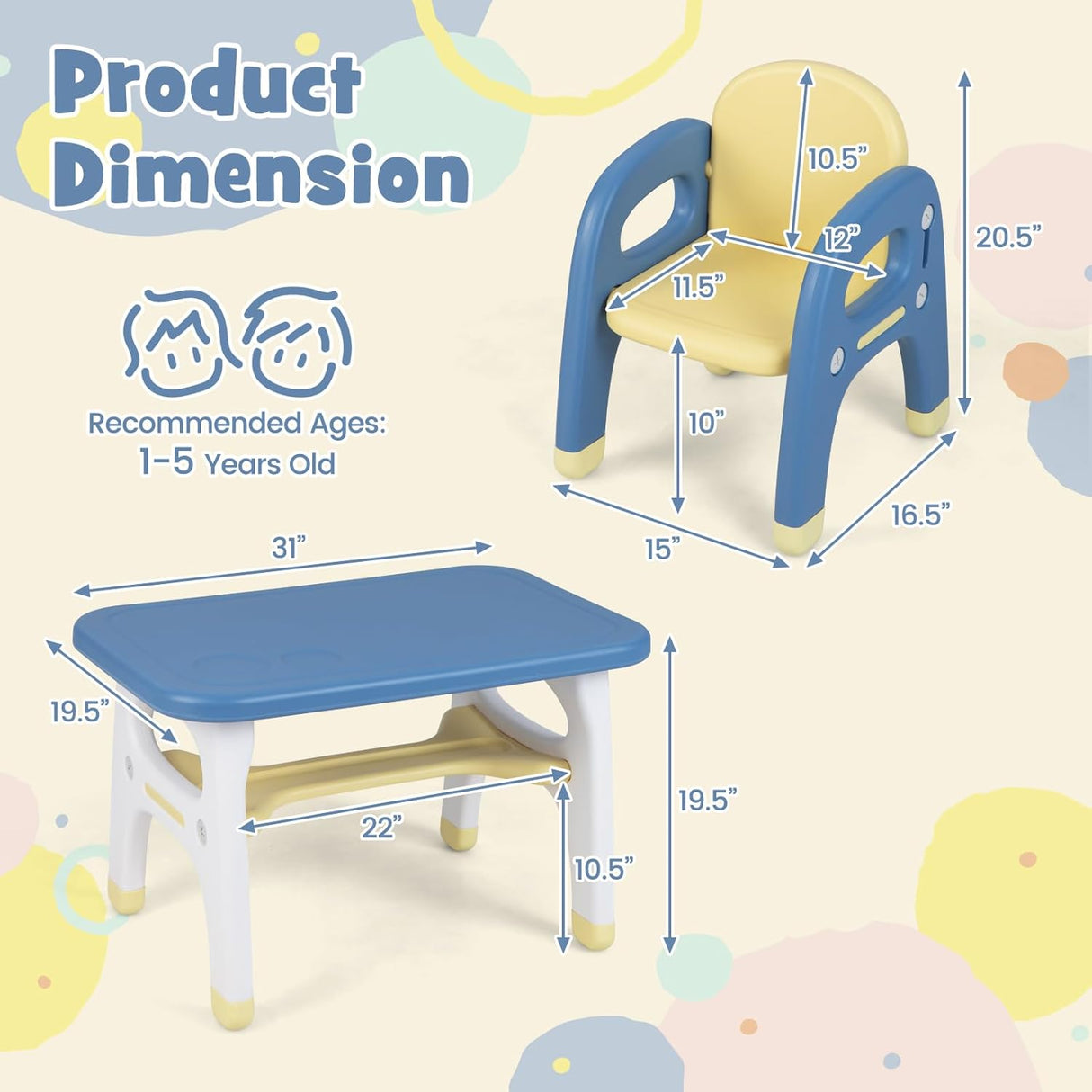 Juego de mesa y silla para niños con juguetes Montessori