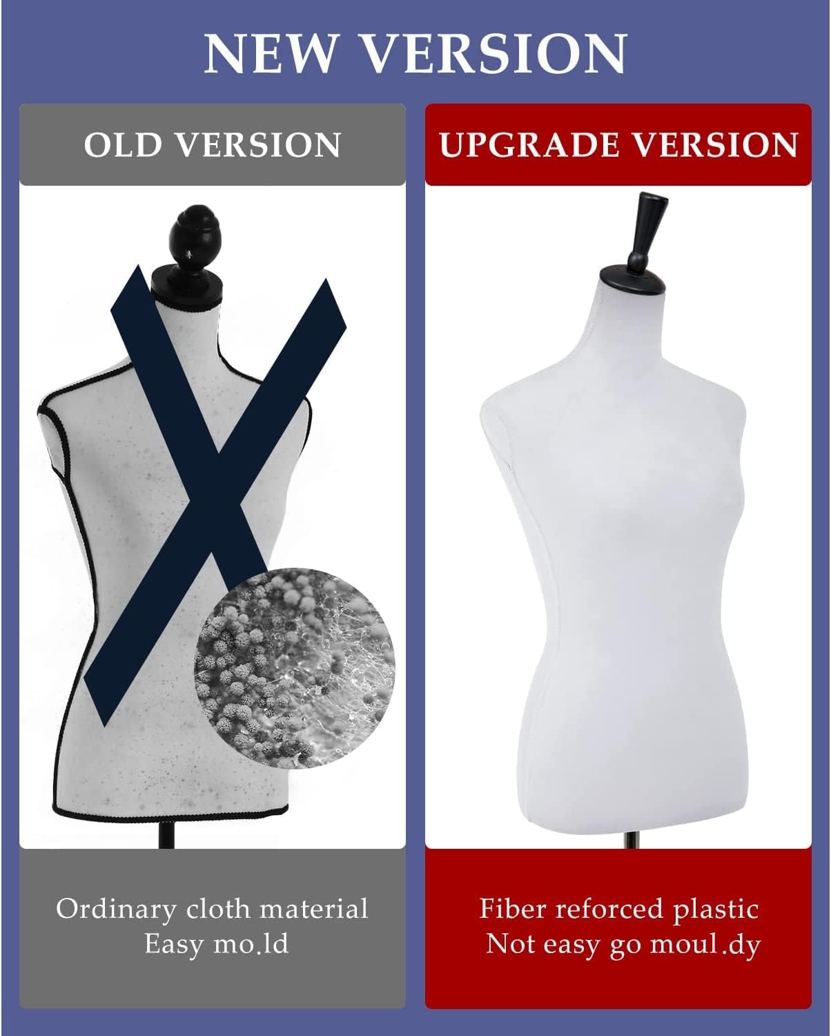 Maniquí Femenino Ajustable 60-67 FG281-White Base de Madera