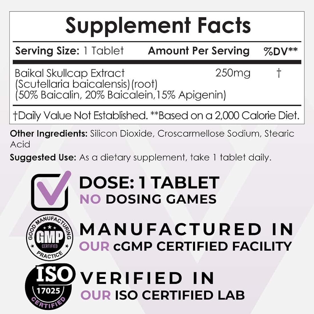 Tabletas de extracto de escutelaria Baikal 250 mg Nootropics