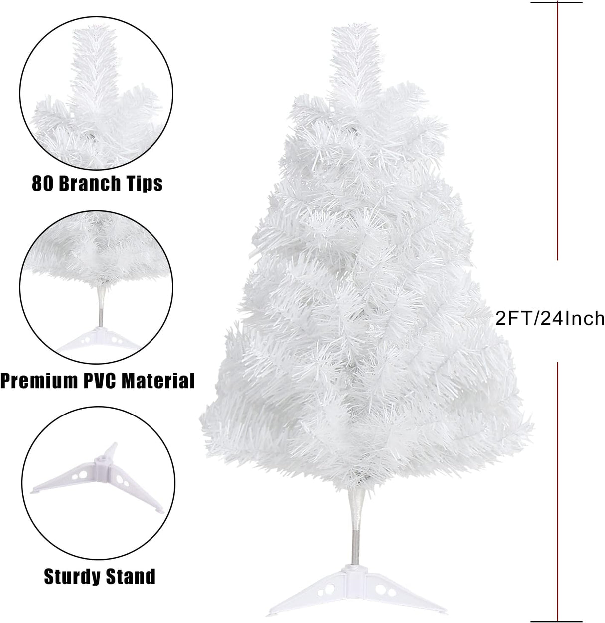 Árbol de Navidad Artificial Mini, 80 Ramas para Decoración