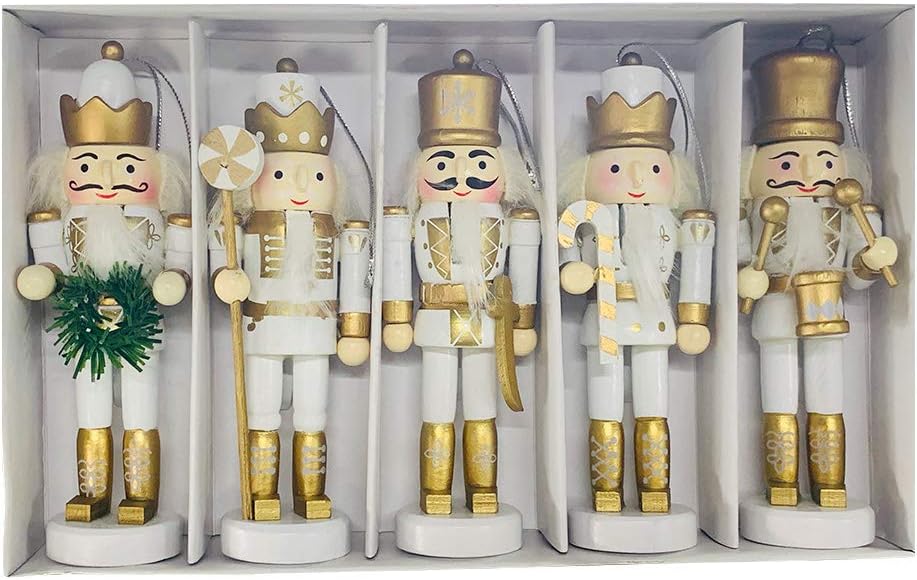 BlueSpace Adornos de Nuez de Madera, Set de 5 Piezas