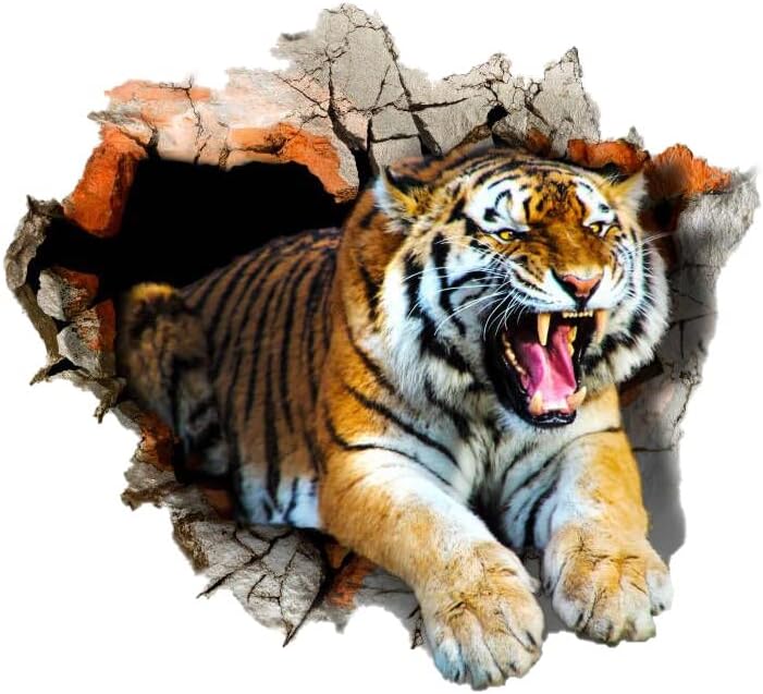 Decal 3D Tigre, Autoadhesivo, 23.62x23.62in, Mural Infantil
