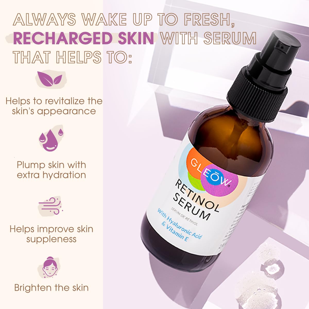 Suero Facial de Retinol y Ácido Hialurónico Hidratante Nocturno